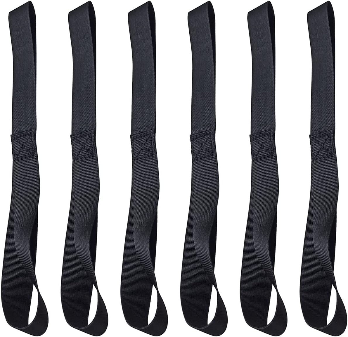 Black Soft Loop Tie Down Straps (6 Pack) 4500Lbs Breaking Strength and 1500Lbs Load Capacity, 12 * 1in Heavy Duty Tie Down Loops for Securing ATV UTV Motorcycles Scooters Dirt Bikes Lawn Equipment