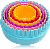 Cookie Biscuit Cutter Set, Two Side Cookie Cutters Plastic Set Multi-size Cake Fruit Vegetable Shapes Cutter Random color (Round Shaped, 6 Pack)