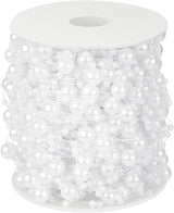 100 Feet Faux Pearls String Beads Fishing Line Artificial Decoration Pearl Strand Roll Beaded for Wedding Valentine Decoration DIY Accessories Party Supplies (White)