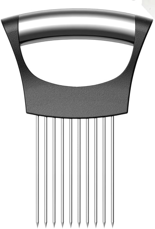 Onion Holder for Slicing, 304 Stainless Steel Onion Slicer Holder, Tomato & Vegetable Cutter, Fruit Slicer & Meat Tenderizer, Ergonomic Kitchen Gadget for Safe, Even & Odor-Free Cutting, Home Cooking