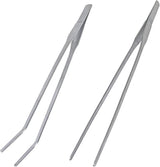 2 Pcs Feeding Tongs, Aquarium Tweezers Stainless Steel Straight and Curved Tweezers Set 27cm/10.6 inches Aquascaping Tools for Hold Worms, Reptiles, Lizards, Bearded Dragon (Silver)