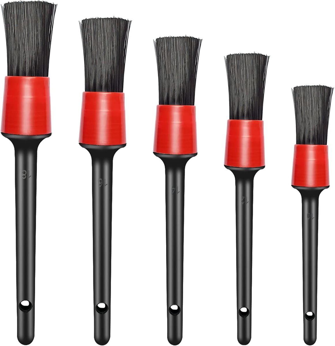 5 Different Sizes Detailing Brush Set, Wheel & Tire Brush, Perfect for Cleaning Wheels,Car Dashboard, Interior, Exterior, Leather, Air Vents, Emblems, Motorcy