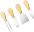 4-Piece Mini Wooden Handle Stainless Steel Cheese Set - Slicer, Knife, Fork, Butter Knife for Charcuterie & Cheese Spread