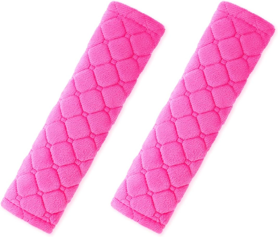 2 PCS Car Seat Straps Shoulder Pads Soft Auto Seat Belt Cover Universal Safety Strap Cover Helps Protect Your Neck and Shoulders from Seat Belt Friction (Rose Red)