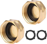 2 Pack Garden Hose End Caps with Washers, Brass Spigot Cap, 3/4" Female End Cap