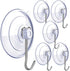 Suction Cup Hooks,6 PCS Clear Suction Cup for Glass Window Decor Shower Bathroom Glass Window Shower Kitchen, Reusable PVC Cups with Removable Stainless Hooks, Assorted (6)