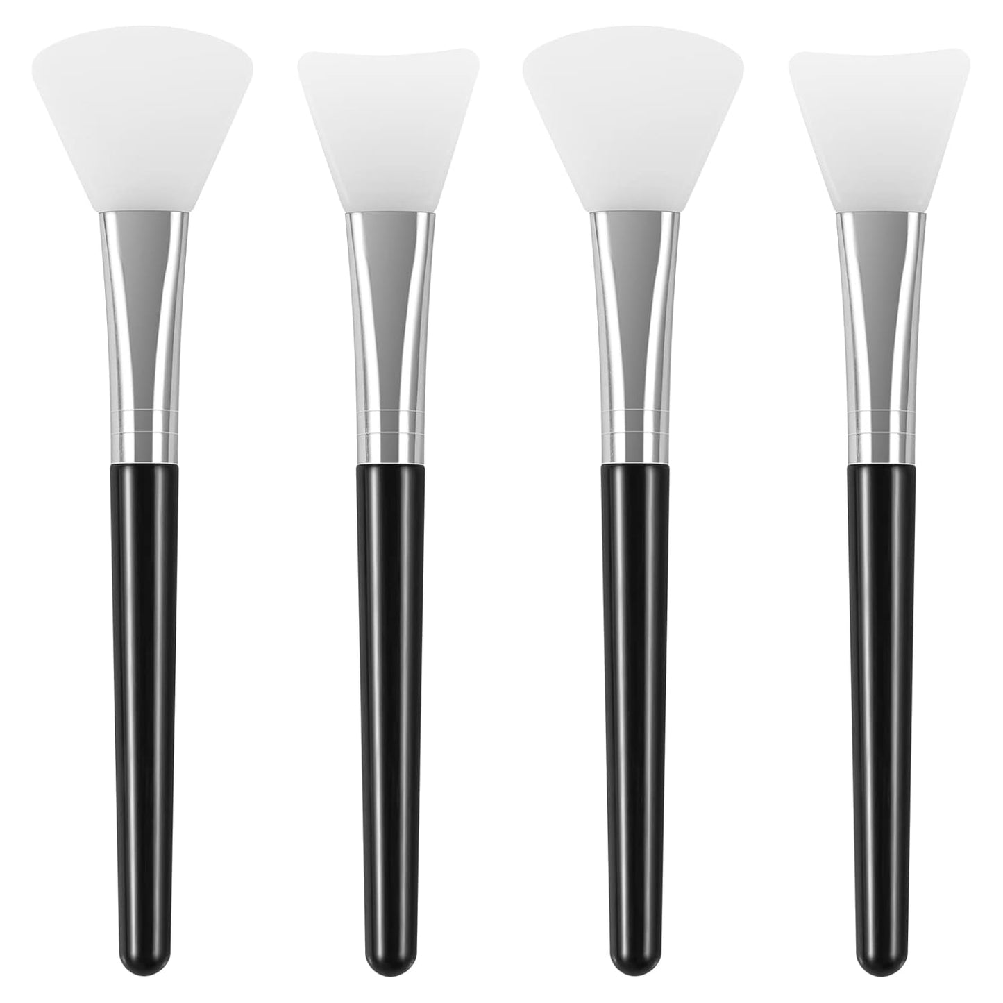4PCS Silicone Face Mask Brush Applicator, Flexible Silicone Brush for Face for Mud, Clay, DIY Mask, Body Lotion, BB Cream (Black)