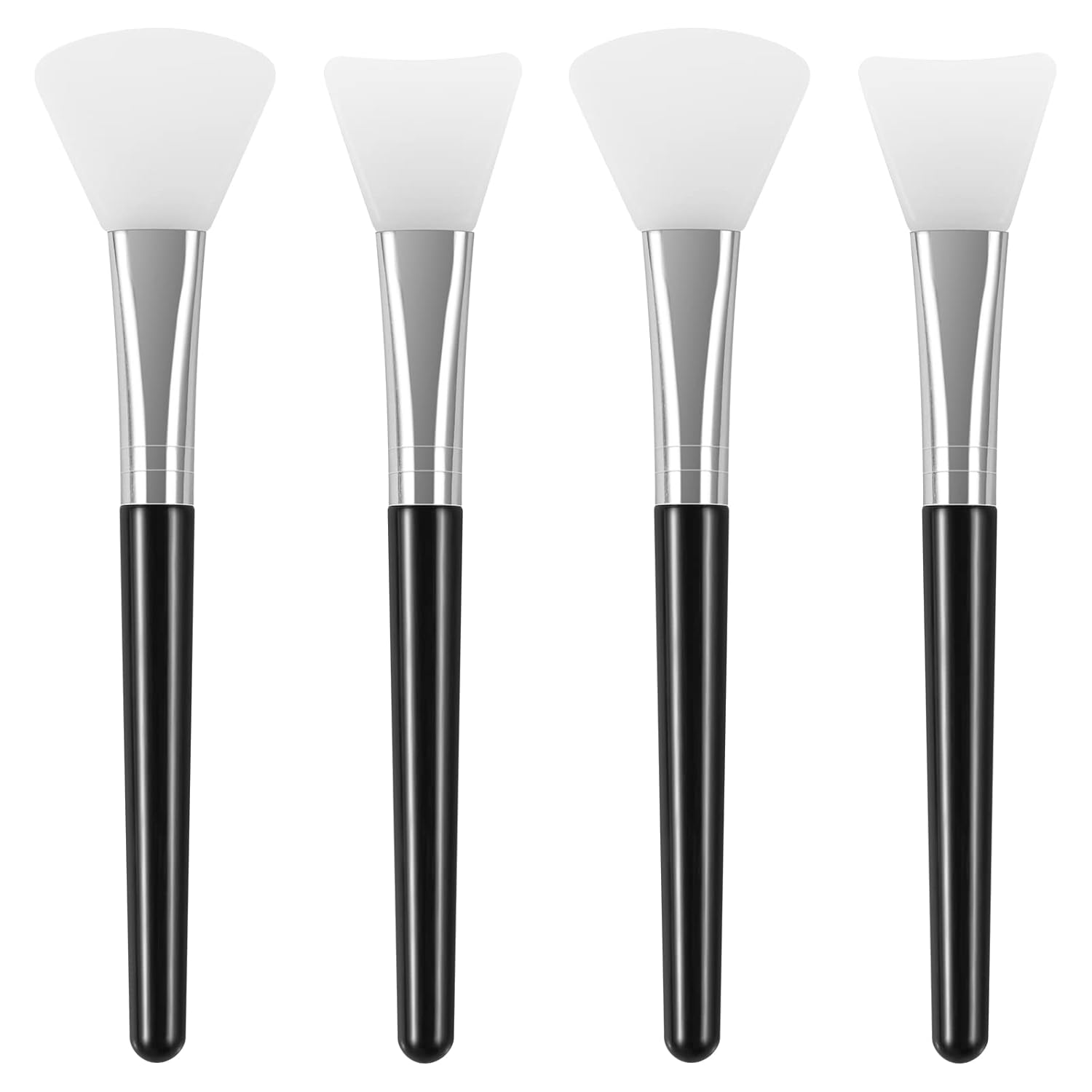 4PCS Silicone Face Mask Brush Applicator, Flexible Silicone Brush for Face for Mud, Clay, DIY Mask, Body Lotion, BB Cream (Black)