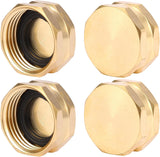 4 Pack Garden Hose End Caps with Washers, Brass Spigot Cap, 3/4" Female End Cap