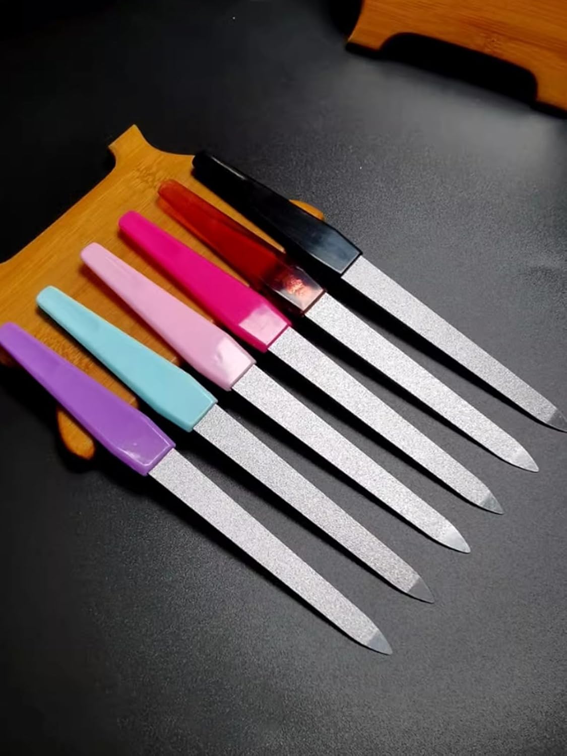 6PCS Metal Nail File, Upgraded Nail File and Cuticle Remover Cutter, Diamond Finger Nail Filers for Women Sapphire Grit