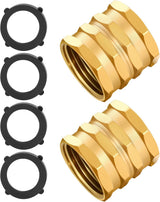 2 Pack Garden Hose Adapter,Brass Hose to Hose Swivel, 3/4-Inch Hose Connector with 4 Extra Washers(Female to Female), Double Female
