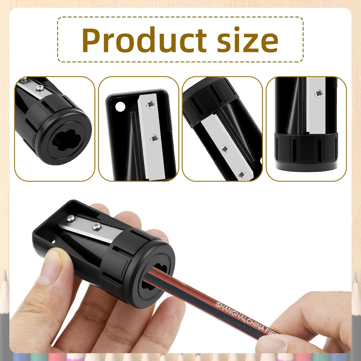 4 Pack Carpenter Pencil Sharpener, Manual Contractor Pencil Sharpener, Portable Woodworking Pencil Sharpeners Cutter Shaver Narrow Sharpening Tool for Woodworking Tool Black