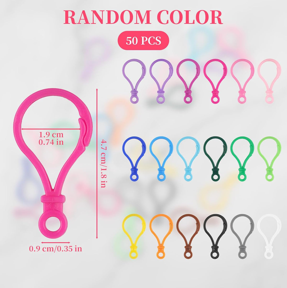 50Pcs Plastic Keychain Clips - Multicolor Lobster Claw Clasps Keychain Rings - Backpack Key Chain Hooks for Crafts Lanyard Clip and Hook Key Chains for Crafts & DIY Projects