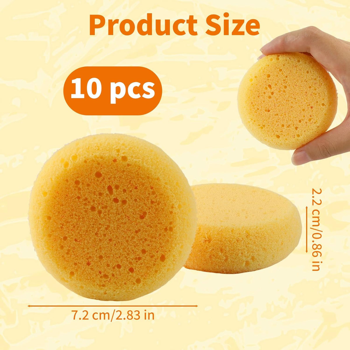 10-Pack Pottery Sponges - 3'' Round Painting Sponge - Soft Elasticity Clay Sponges - Artists Sponge for Face Painting Pottery Ceramics Art Crafts, Also Work as Water Absorption Cleaning Soap Sponge
