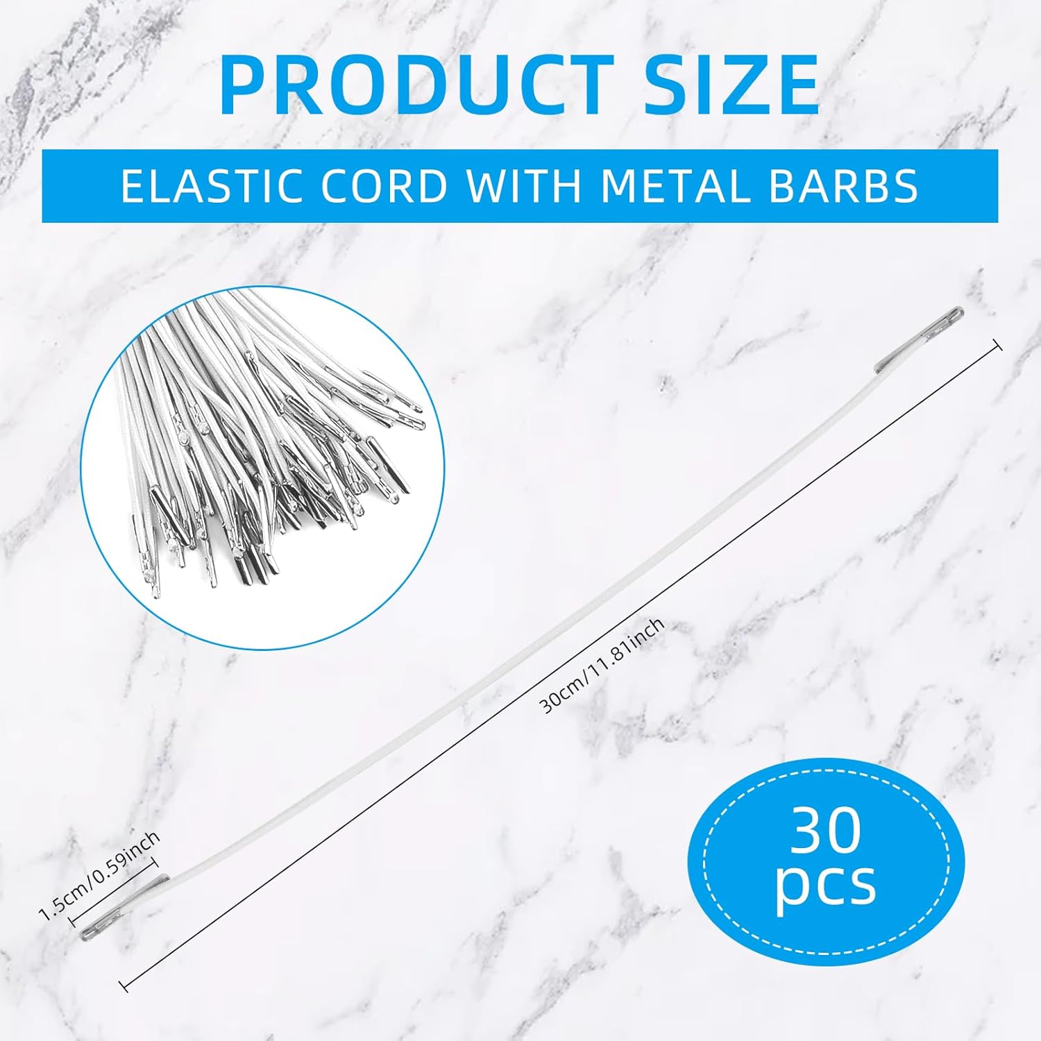 30pcs Soft Stretch Band Mask Lanyard Strings 11.8Inch Elastic Cords with Metal Ends Loop Craft Round Rope Thread String Extender Strap for Mask Making Book Binding Hanging DIY Party Hat Menus