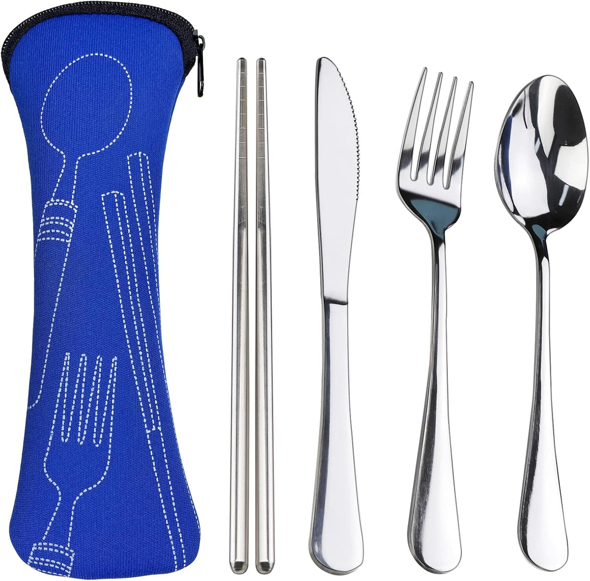 Portable Silverware Set with Case,  Travel Camping Utensils Set, Premium Stainless Steel Travel Cutlery Set