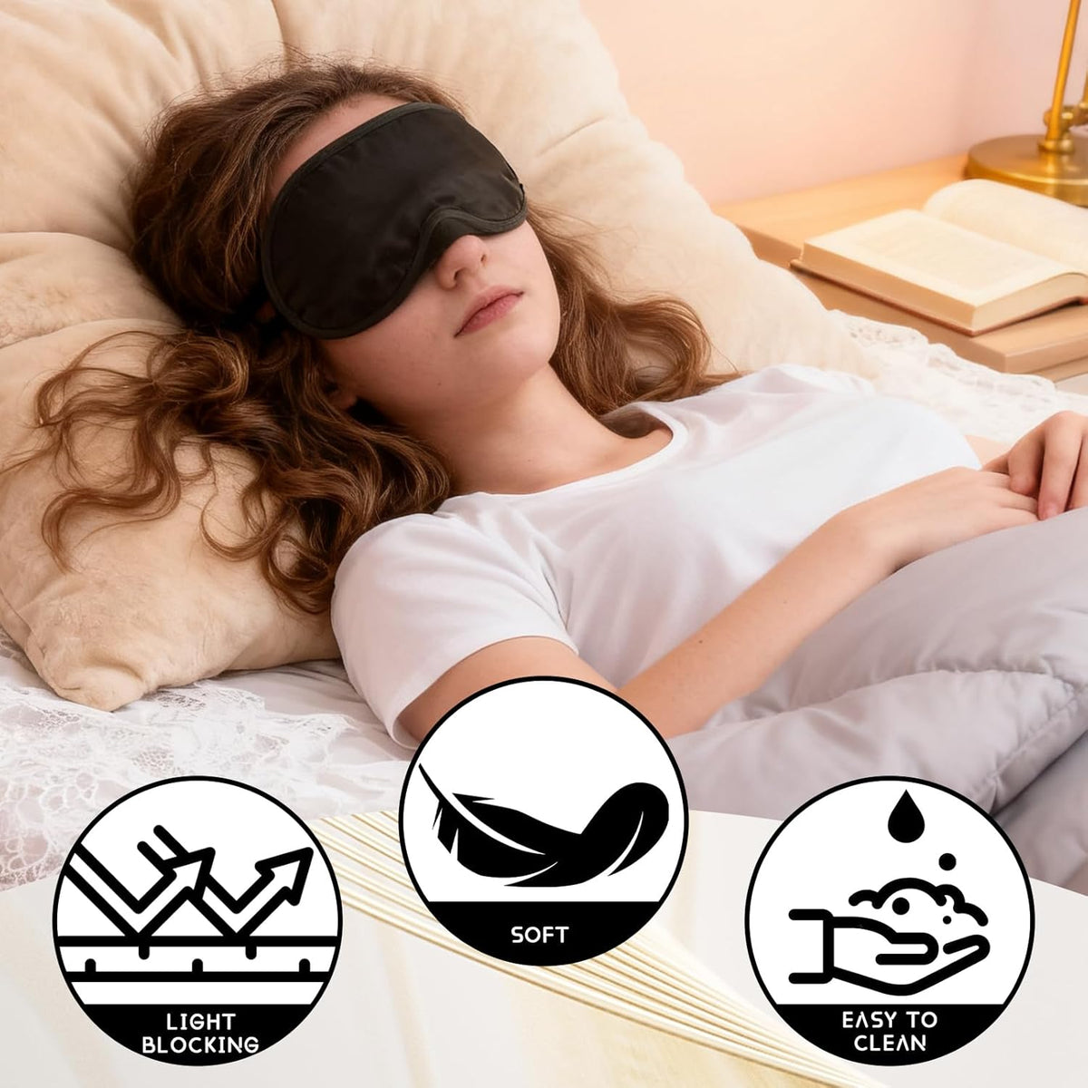 8-Pack Blindfold Sleep Mask for Party Games Travel Sleep Team Build Party Supply - Eye Covers for Sleeping with Adjustable Strap - Sleeping Masks for Women Men, Black
