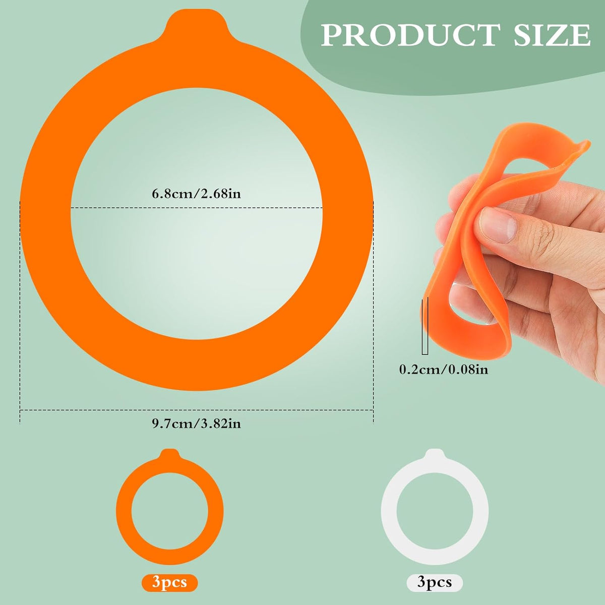 6PCS Silicone Jar Gaskets 3.75Inch Rubber Seals Rings for Glass Jars Airtight Gasket Sealing Rings for Regular Mouth Canning Jars,Leak Proof Rubber Jar Seals Fits Most Sizes Glass Mason Jar Lids