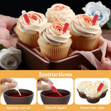 25Pcs Cupcakes Pipettes, 4ml Clear Plastic Pipettes - Transfer Liquid Pipettes Dropper for Chocolate, Strawberries Cupcakes, Ice Cream, Mini Cakes, Waffles, Children's Painting, Kitchen Supplies