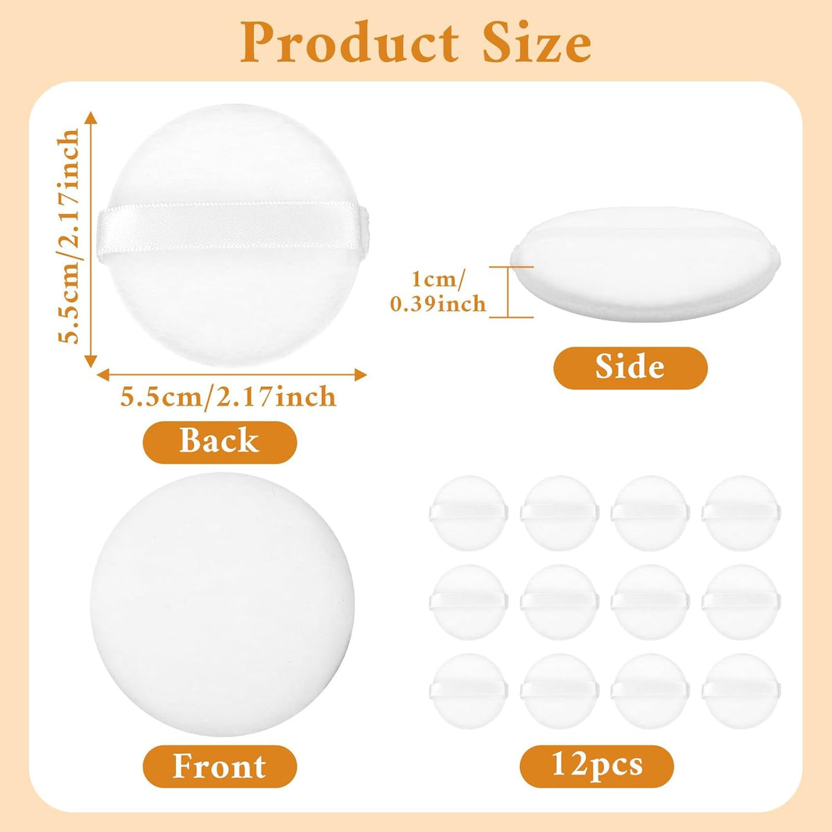 12Pcs White Makeup Puffs, 2 Inch Mini Round Setting Makeup Puffs Reusable Crystal Velvet Beauty Make up Tools for Loose Powders Liquid Foundation Cosmetic Soft Face Blending
