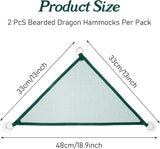 2Pcs Reptile Hammock - Breathable Mesh Bearded Dragon Hammock Lizard Tank Accessories Triangle Geckos Hammocks for Bearded Dragons Snakes Axolotls(Green)