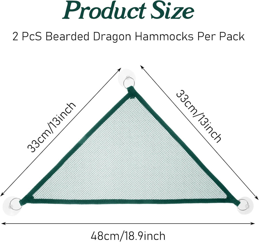2Pcs Reptile Hammock - Breathable Mesh Bearded Dragon Hammock Lizard Tank Accessories Triangle Geckos Hammocks for Bearded Dragons Snakes Axolotls(Green)
