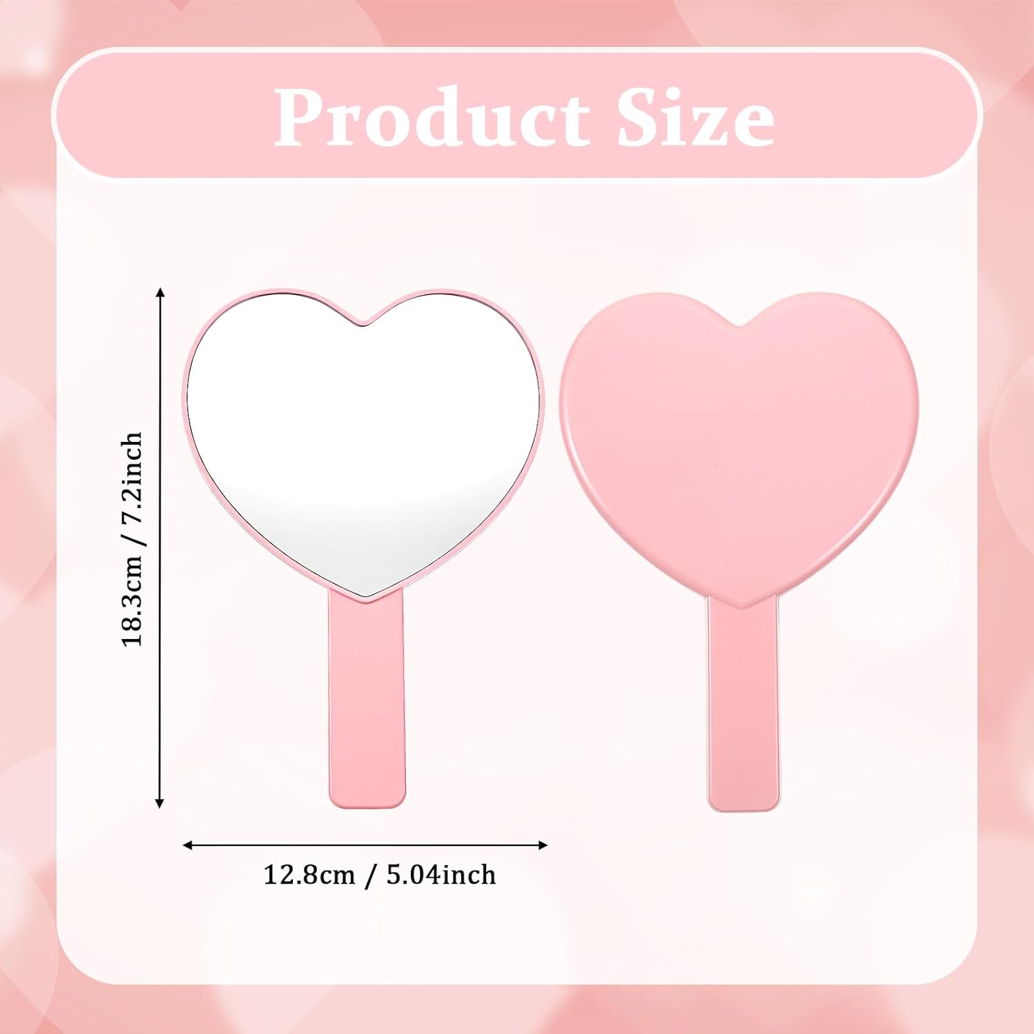 Heart Shaped Small Handheld Mirror,Handheld Eyelash Mirror Cosmetic Hand Mirrors with Handle for Portable Travel for Women Girls (Pink)