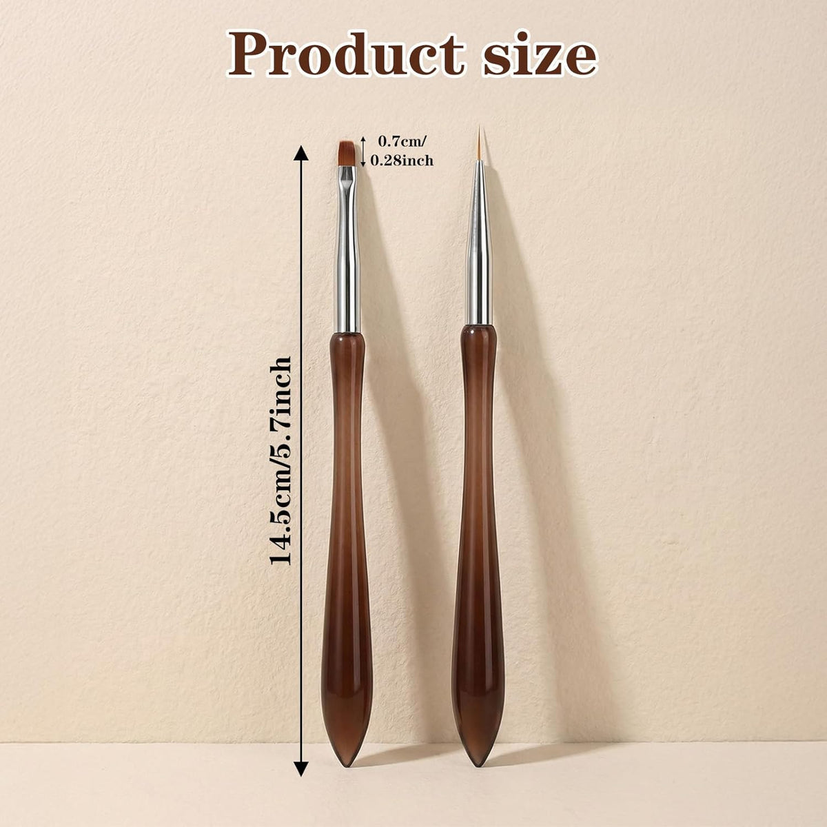 2Pcs Hard Gel Brushes for Nails,Flat Gel Nail Brushes Versatile Nail Design Brush for Petals,Leaves,Flowers Nails Design Tool for DIY Salon