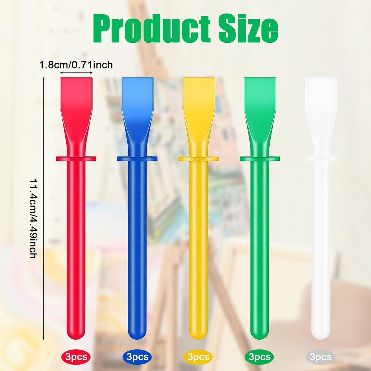 15Pcs Silicone Glue Brush,Reusable Glue Spreader Plastic Spreader Tool Set for DIY Painting Mixing & Spreading - Flatback