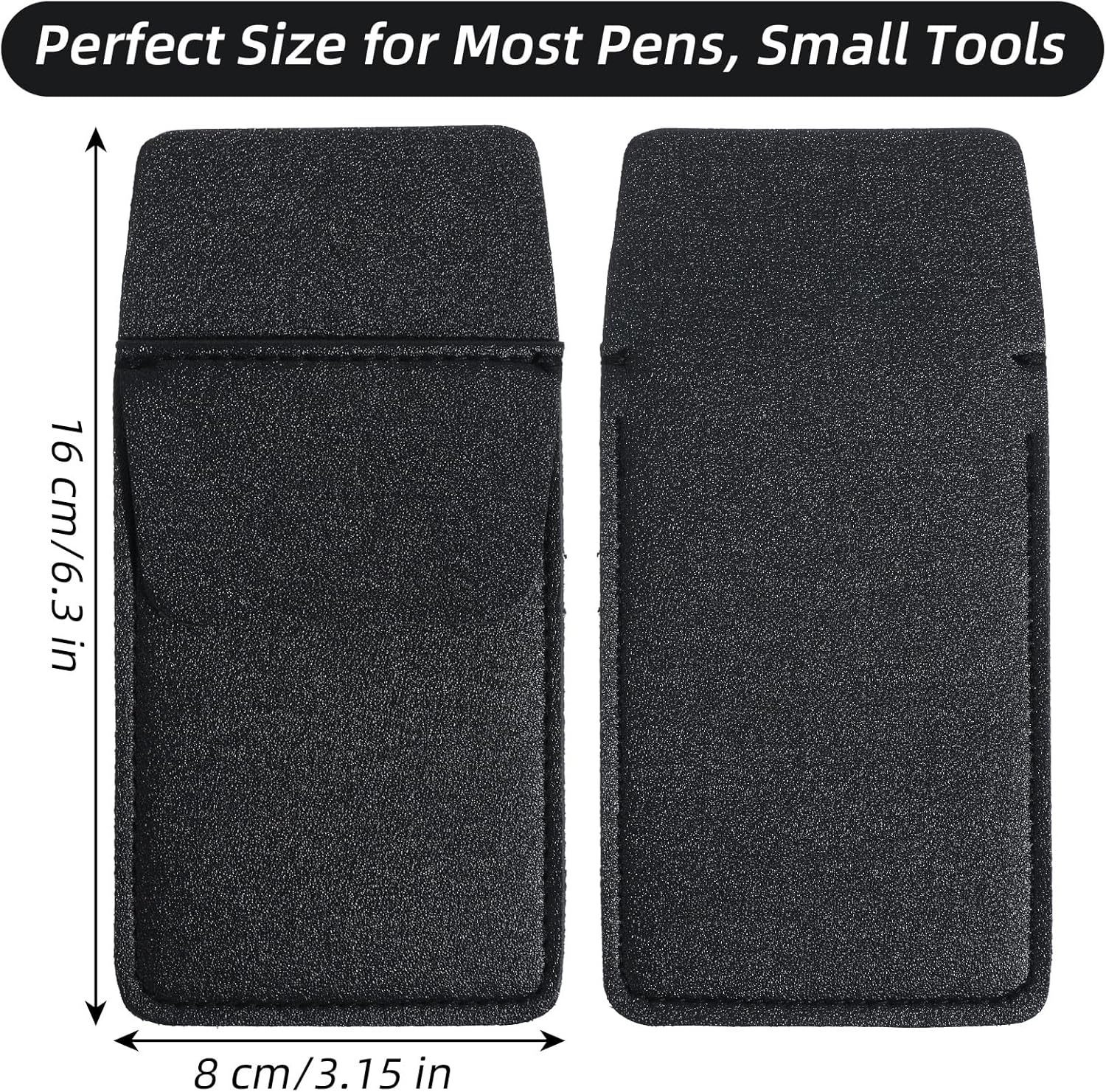 2 Pack Pocket Protector for Men Shirt, Black PU Leather Organizer Pouch Multipurpose Pocket Pen Holder for Pens Pencils & Cards Fits Shirt & Lab Coat Pockets