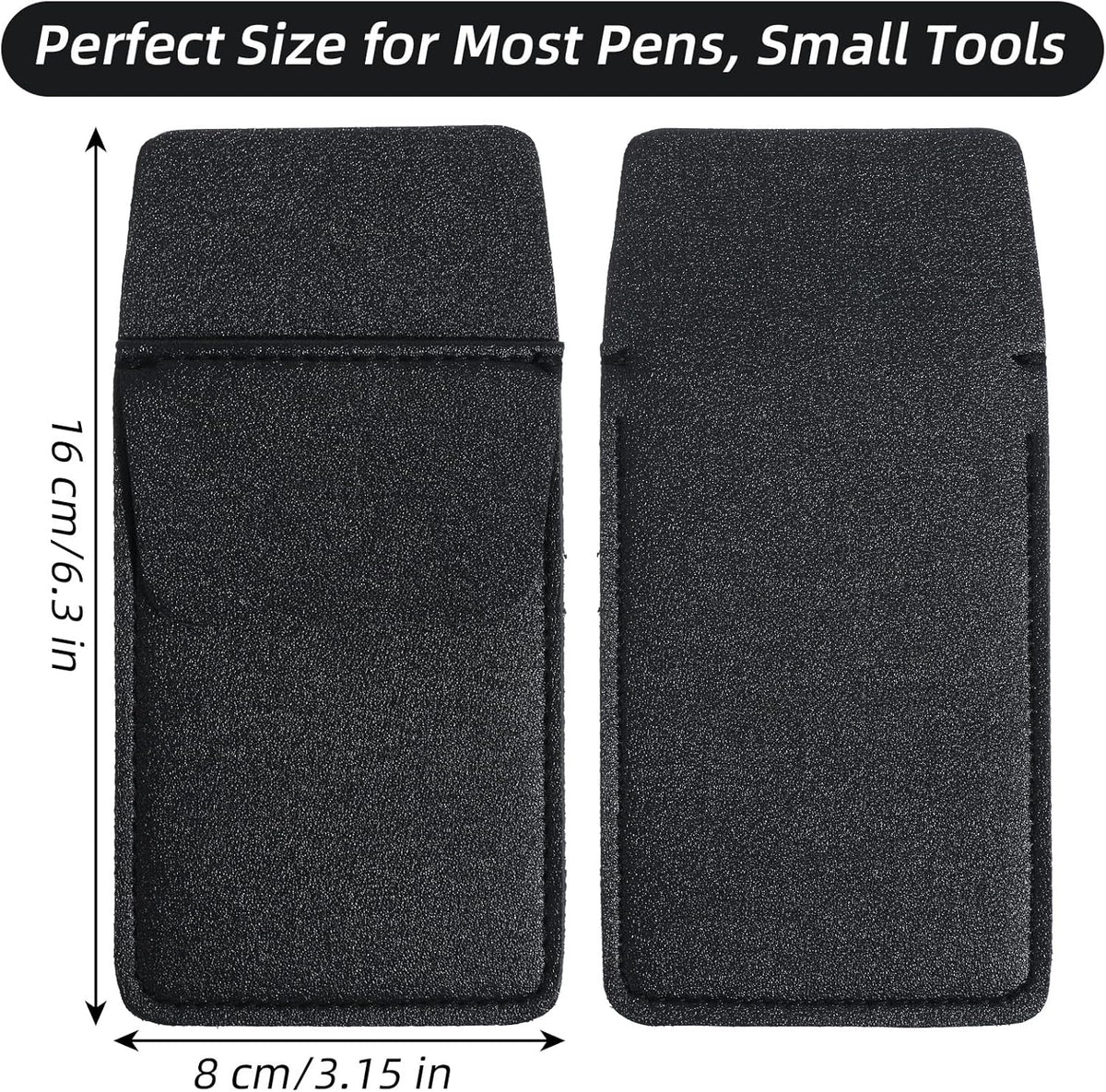 2 Pack Pocket Protector for Men Shirt, Black PU Leather Organizer Pouch Multipurpose Pocket Pen Holder for Pens Pencils & Cards Fits Shirt & Lab Coat Pockets