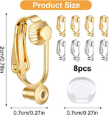 8Pcs Earring Converters Pierced to Clip on,Non-Pierced Earring Clips with 8 Silicone Pads,Convert Stud Earrings to Clip on for Non Pierced Ears (Silver, Gold)