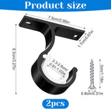 2 Sets Ceiling Curtain Rod Brackets for 1 Inch Rod, Curtain Rod Brackets Holders for Wall & Ceiling Mount Installation (Black)