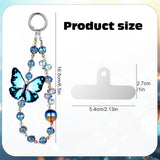 Cute Phone Charm Wrist Strap with Spacer,Butterfly Beaded Phone Chain Wristlet for Case Cellphone Chain Lanyard