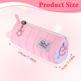 Pink Kawaii Pencil Case, Cream Roll Cartoon Large Capacity Cute Pencil Bag with Zipper, Cat Makeup Organizer Storage Box Office Stationery Nice Gift Stocking Stuffers