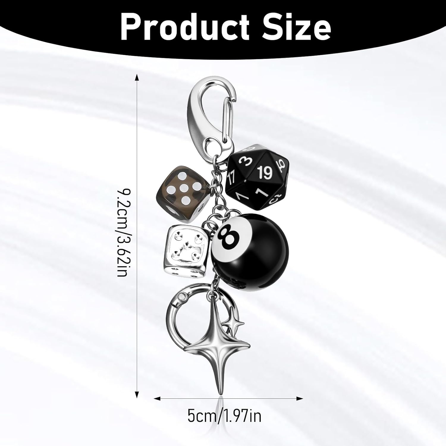 8 Ball Dice Keychain Charms,Y2K Bag Charm for Handbags Cool Purse Charms Key Chain Accessories Charm for Women