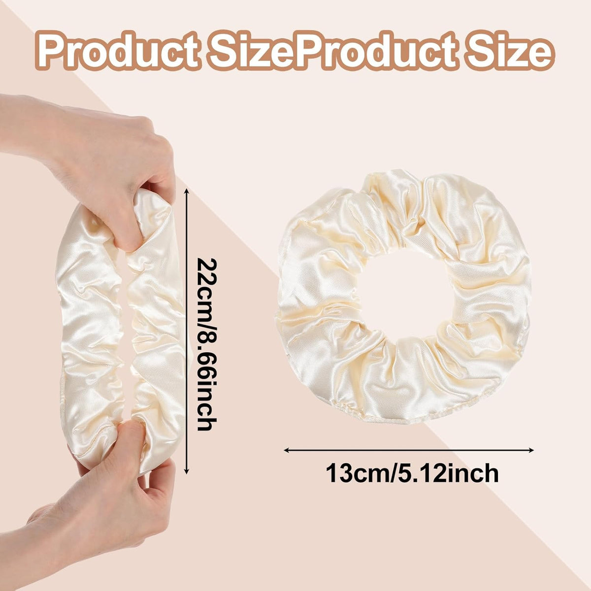 3PCS Large Satin Hair Scrunchies, Oversized Thick Elastic Satin Scrunchie for Women Girls Fluffy Ponytail Holder Curls Hair Silk Sleepy Tie(Black, Brown, Champagne)