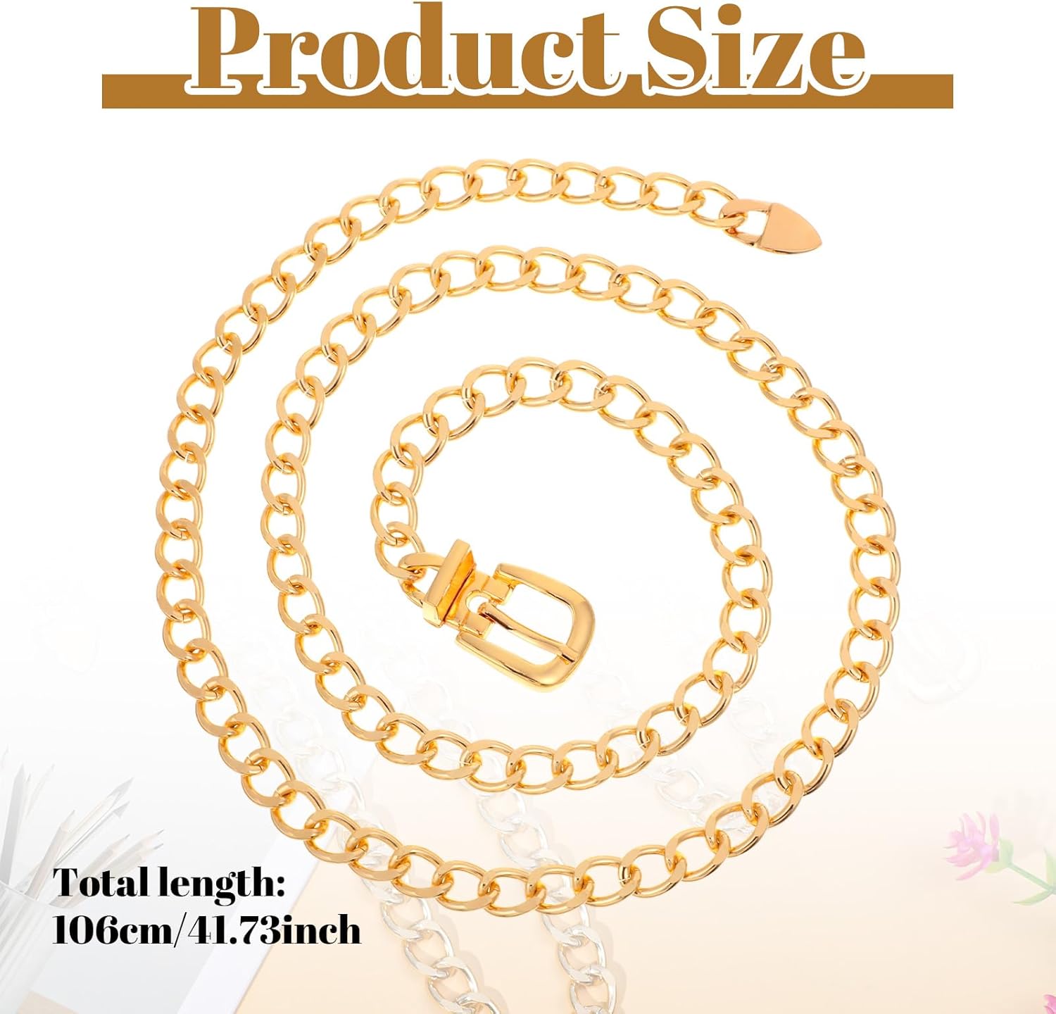 Gold Chain Belts for Women,Adjustable Gold Metal Belts for Women Trendy Waist Chain Belt for Dress & Jeans