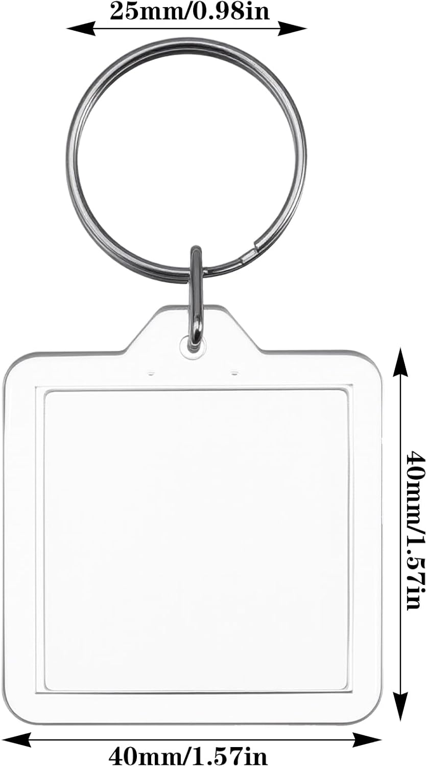 10PCS Acrylic Photo Keychain Blanks,Clear Blank Keychains Picture Frame Keychain Holder DIY Set for Bags Car Purses