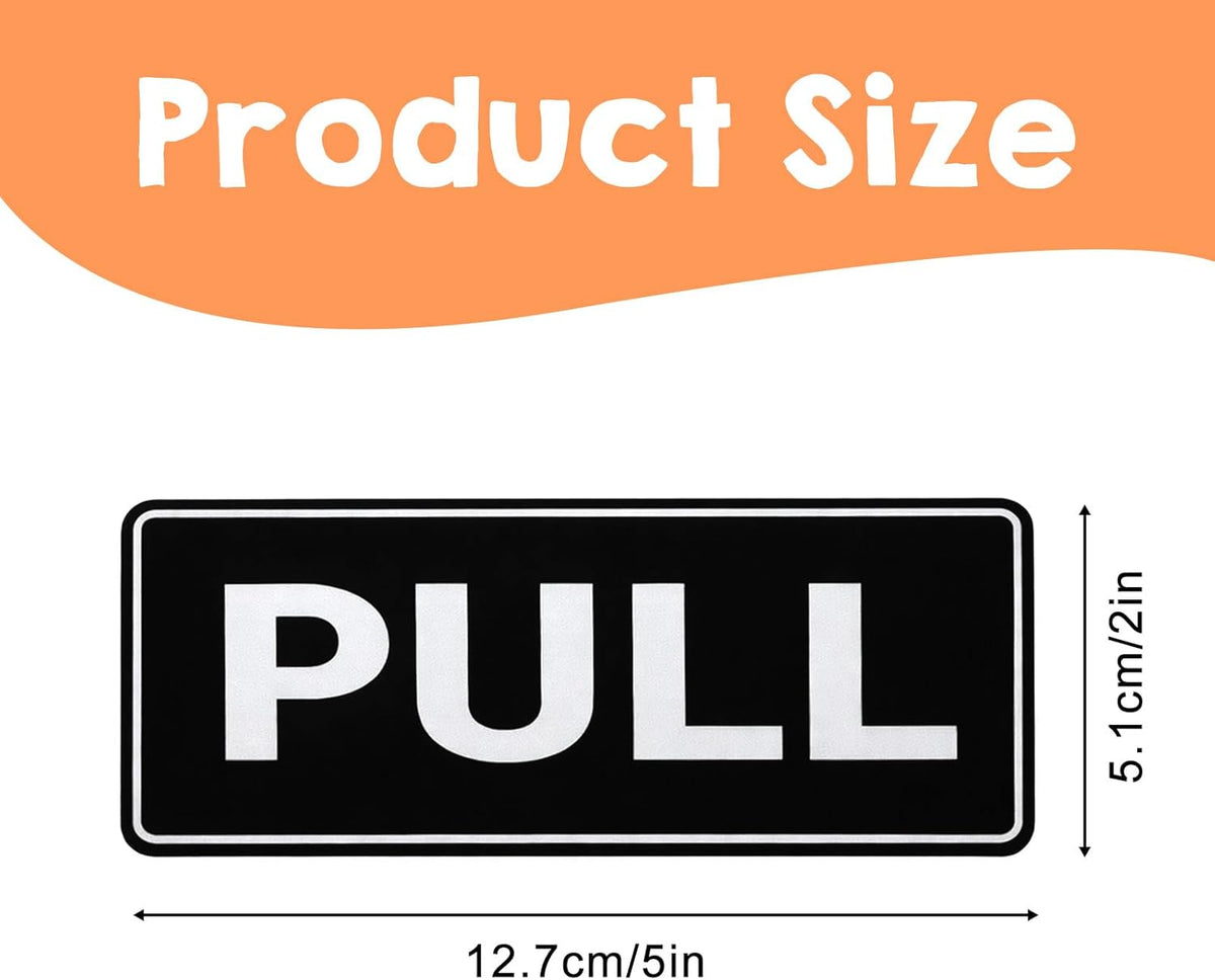 6Pack Push Pull Door Stickers,Adhesive Push and Pull Signs Stickers for Glass Doors and Other Side Doors in Business,Stores,Cafes,Shops - (2 x 5",Horizontal)
