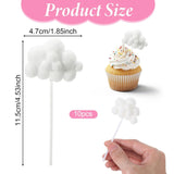 Shimmeroo 10Pcs Cupcake Cloud Decorations, Plush Cute Cloud Decorations Dessert Picks Toppers Yarn Ball Cake Picks for Baby Shower Birthday Wedding Party Supplies (White)