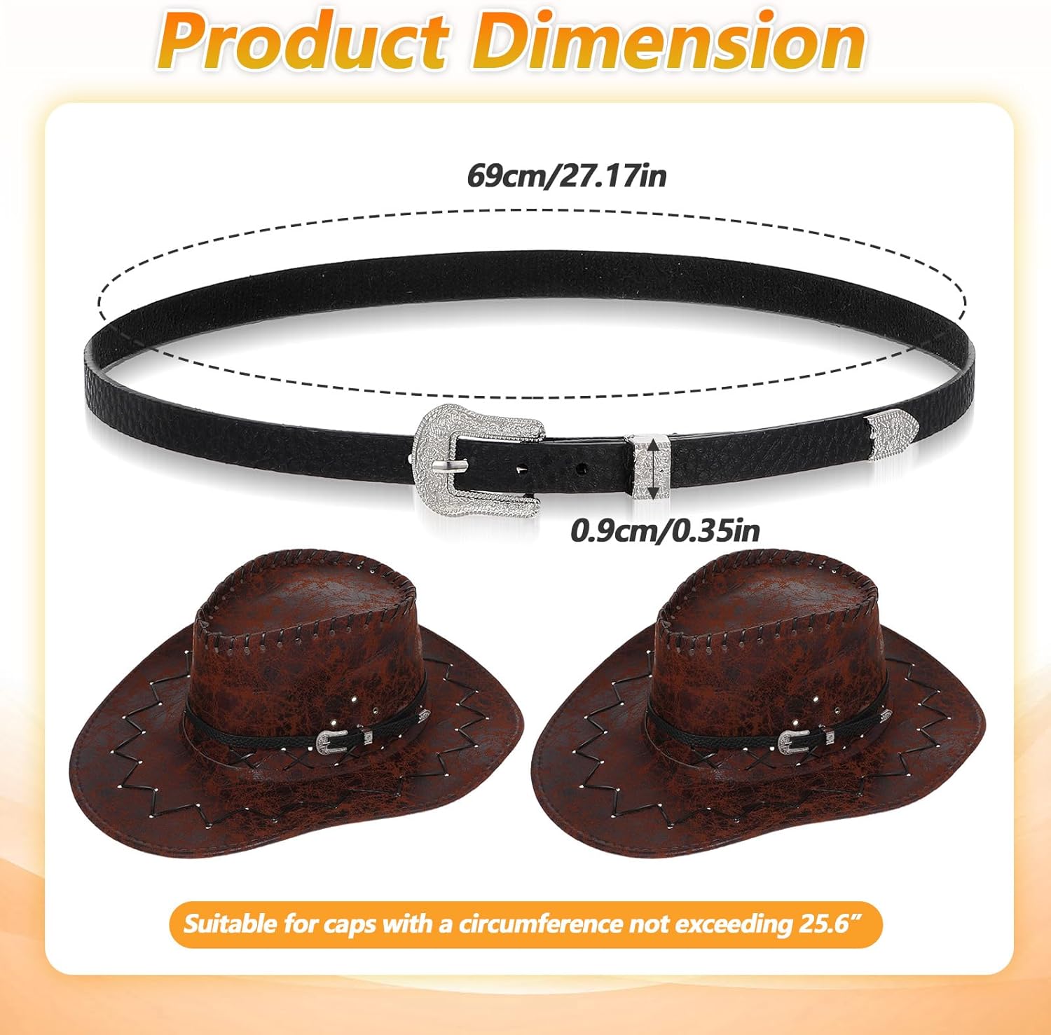Cowboy Hat Band for Men, Adjustable Cowboy Hat Accesories for Western Fedora Panama Belts Leather Cowgirl Hatbands