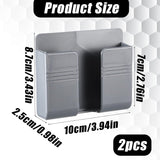 2 Pcs Wall Mount Phone Holder Self Adhesive Phone Shelf with Data Cable Receiving Hole, Grey Charger Remote Control Storage Box, Cell Cradle Bedside Organizer Remote Control Stand for Home Office