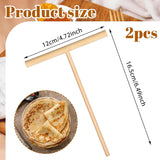 2 Pcs Crepe Spreader 6.1 Inches x 4.7 Inches Natural Wooden Crepe Spatula, Pancake Batter Spreader, Wooden T-Shaped Tool Stick for Crepes Wood Crepes Maker Pancake Maker Tool