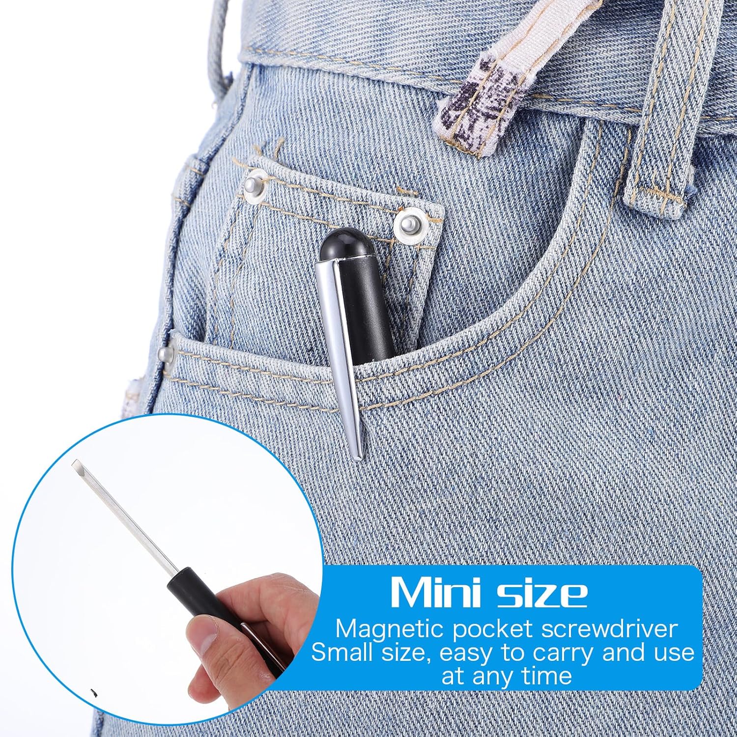 2 PCS Mini Pocket Screwdriver with Magnetic Slotted Tips Reversible Double Ended Bit - Phillips and Flat Head