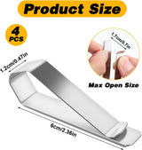 4 Pack Car Sun Visor Photo Clips, Stainless Steel Sun Visor Clips for Car with Adhesive Clip Mounting Kit for Custom Displays (Photo Frames Not Included), Strong Hold Accessory for Cars, Home & Office