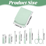 7Pcs Nail Cleaning Kit Professional Travel Nail Clippers with Green Leather Bag, Stainless Steel Manicure Kitcare Tools Grooming for Women Men