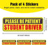 4PCS Student Driver Sticker for Car,Non-Magnetic Student Driver Bumper Sticker - Waterproof & Long Lasting Window Cling for Car Bumper Window