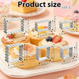 6 Pcs Scalloped Cookie Cutter Set, Square Cookie Cutter, Wavy Rectangle Cookies Cutters Set Scalloped Cutters Reusable Cookies Mold with Jagged Edge Design for a Special Event Holiday Everyday Treat