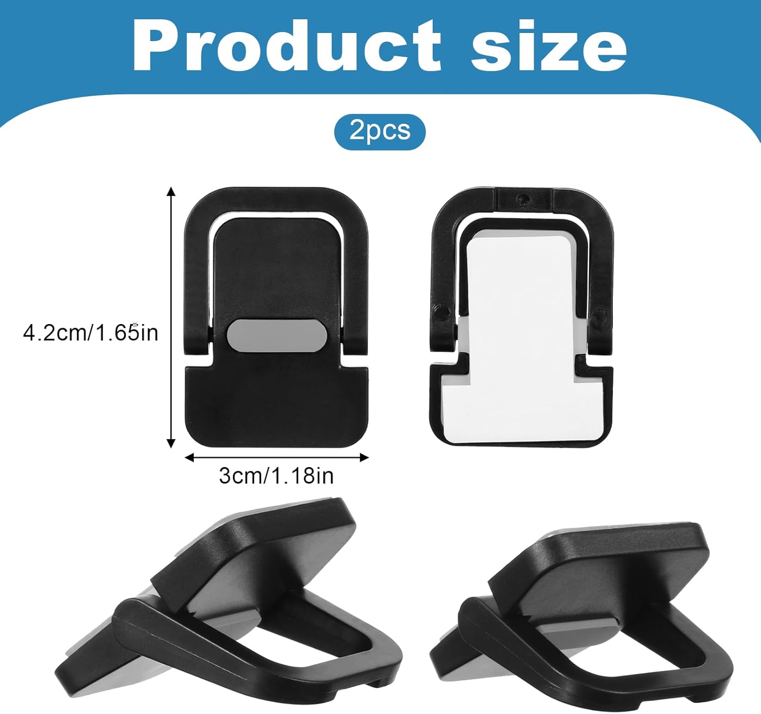 2Pcs Keyboard Riser Self-Adhesive Mini Portable Laptop Stand Foldable Portable Computer Self Adhesive Keyboard Riser for Laptop Most Keyboards, Black ABS Adjustable Keyboards Stand for Desktop